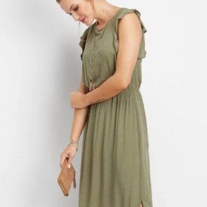Maurices Green Flutter Shoulder Maxi Dress